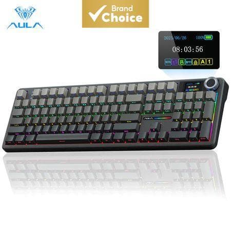 Teclado mecânico sem fio AULA F108 com três modos, teclado completo com 108 teclas, intercambiável por contato (hot