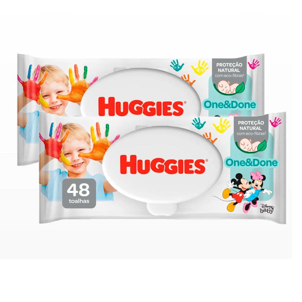 Kit 2 Lenços Umedecidos Huggies Rosto e Corpo Hipoalergênico 48 Unidades