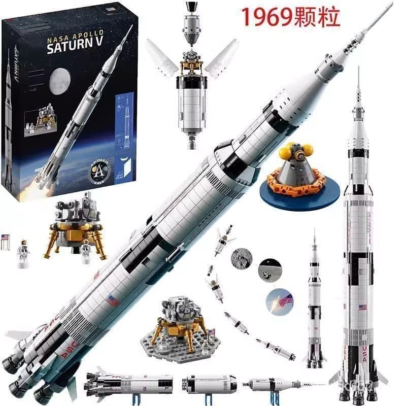 Brinquedo de Blocos de Montar Lego Saturn No. 1969 5 Ornamentos Educativos Criativos Modelo de Foguete Apollo