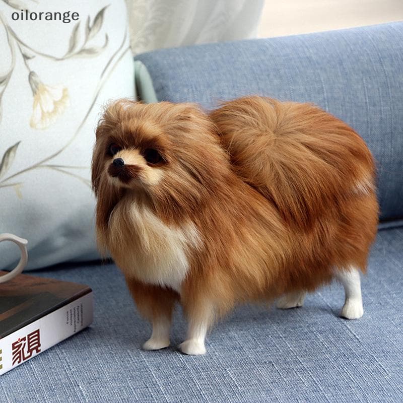 OLL Realista Pomeranian Simulação Brinquedo Cão Filhote De Cachorro Companheiro Artesanal Gota Brinquedos Para Animais D