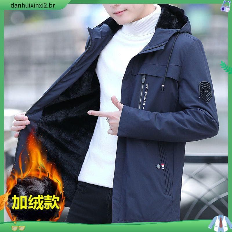 Primavera outono inverno jaqueta masculina jaqueta Casual roupas masculinas forro de lã engrossado jaqueta à prova de ve