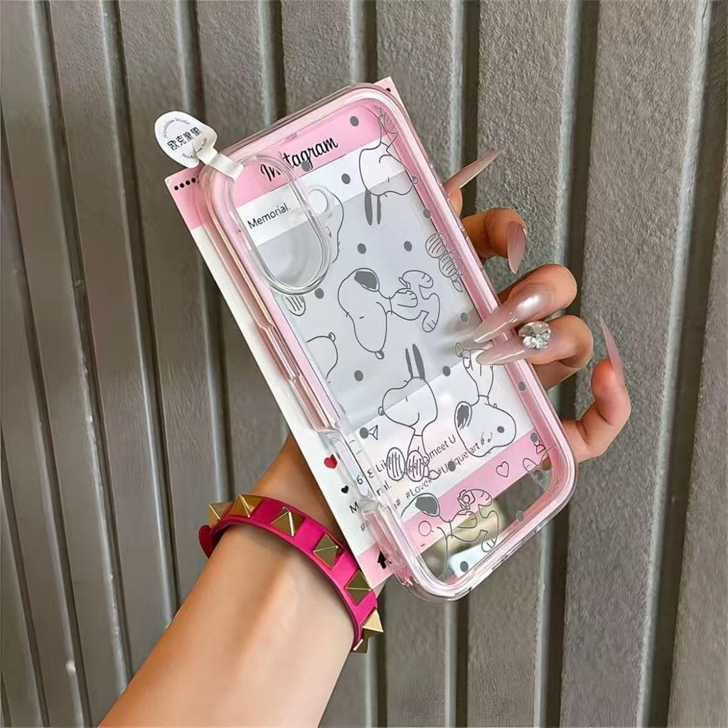 Capinha para iPhone 11/12/13/14/15/16/17 Pro Max Normal Capa transparente de acrílico com estampa do Snoopy para celular