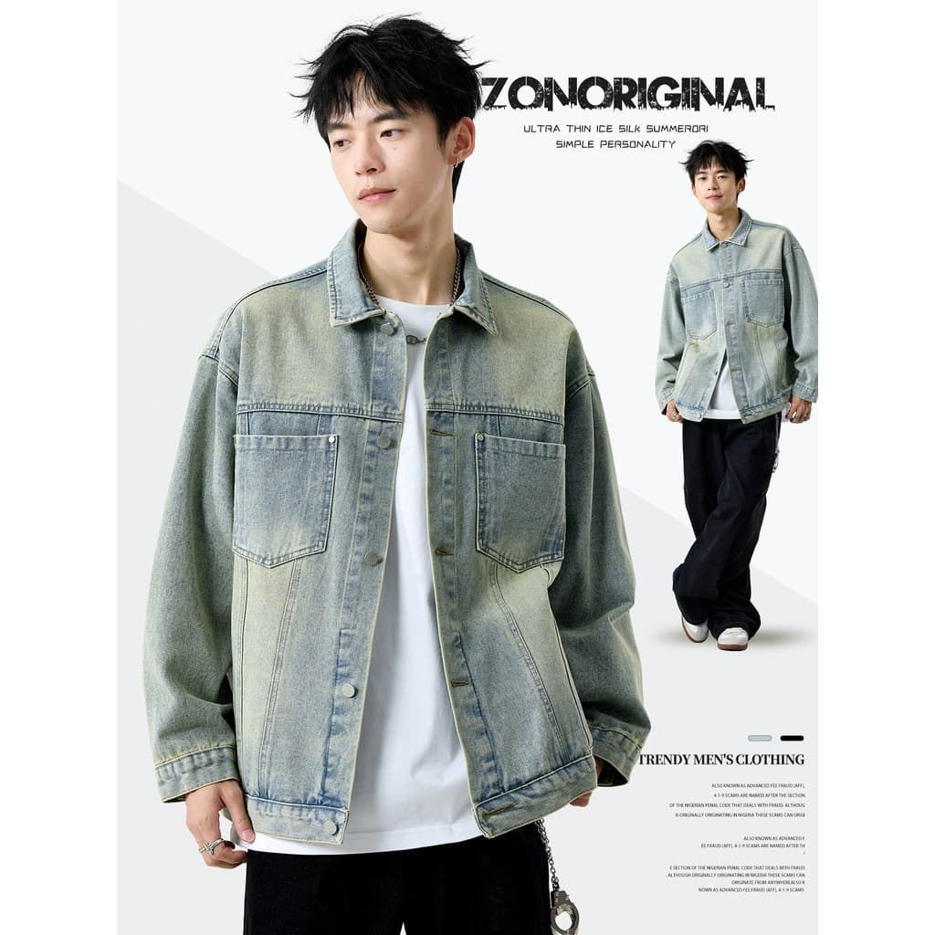 Jaqueta jeans masculina primavera outono Street Wear nova jaqueta masculina angustiado lavado americano Casual rufião bo
