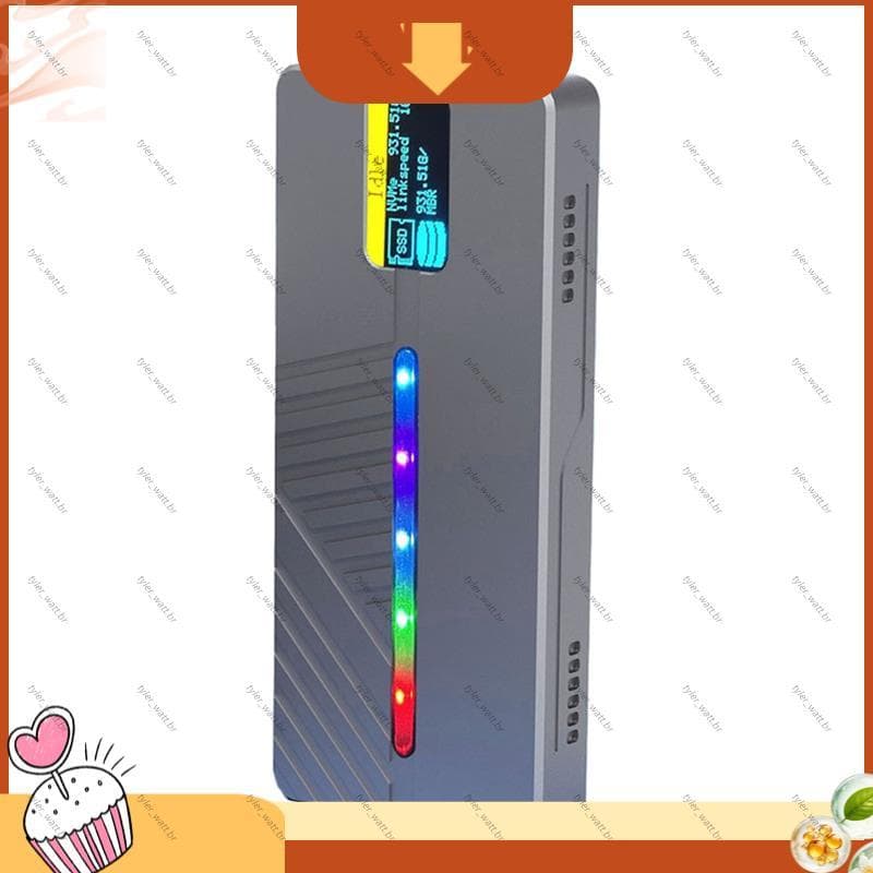 [tyler_w] Gabinete SSD RGB De 10 Gbps M2 NVME NGFF Com Tela M/B + Key . 2 Caixa HD Externa 4 Tb Tipo C De Unidade Ard