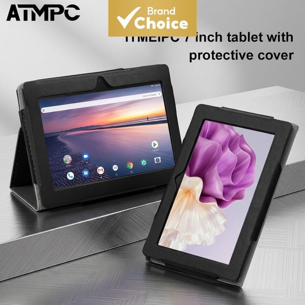 ATMPC tablet Android 14 de 7 polegadas com 16GB de armazenamento, 1024×600 IPS, confiável para o dia a dia