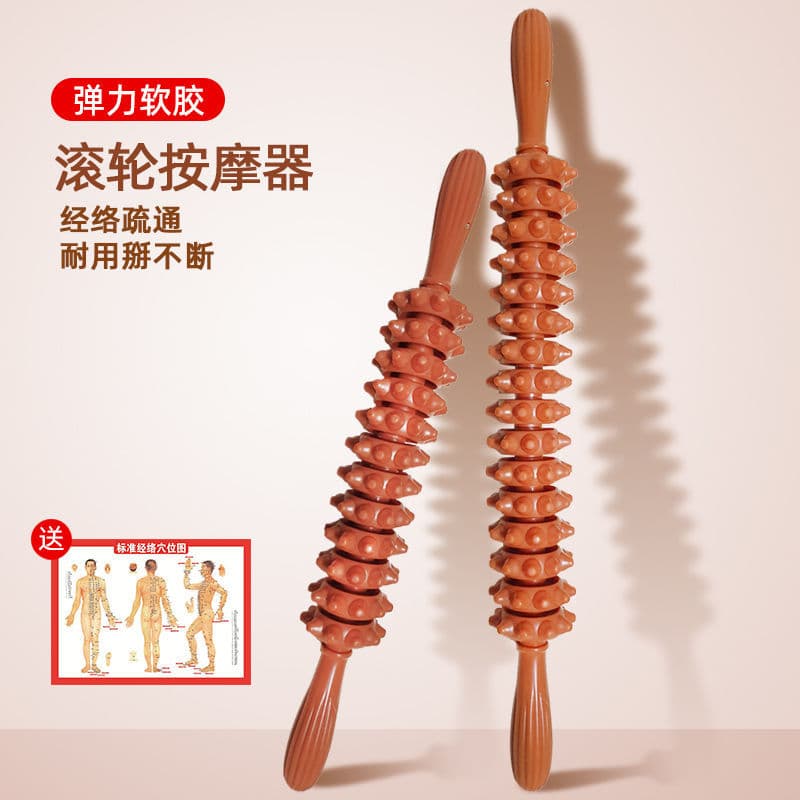 Rolo massageador de pernas, eixo de borracha macia, rolo massageador muscular, relaxamento, cintura, costas, pescoço, pa