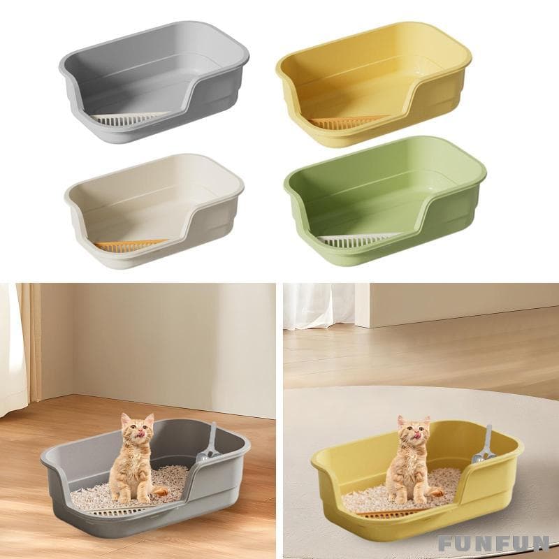 [Funfun] Caixa De Areia Para Gatos , Bandeja Sanitária Gatinhos , Entrada Baixa Com Colher , Plástico PP Moldado De Uma 