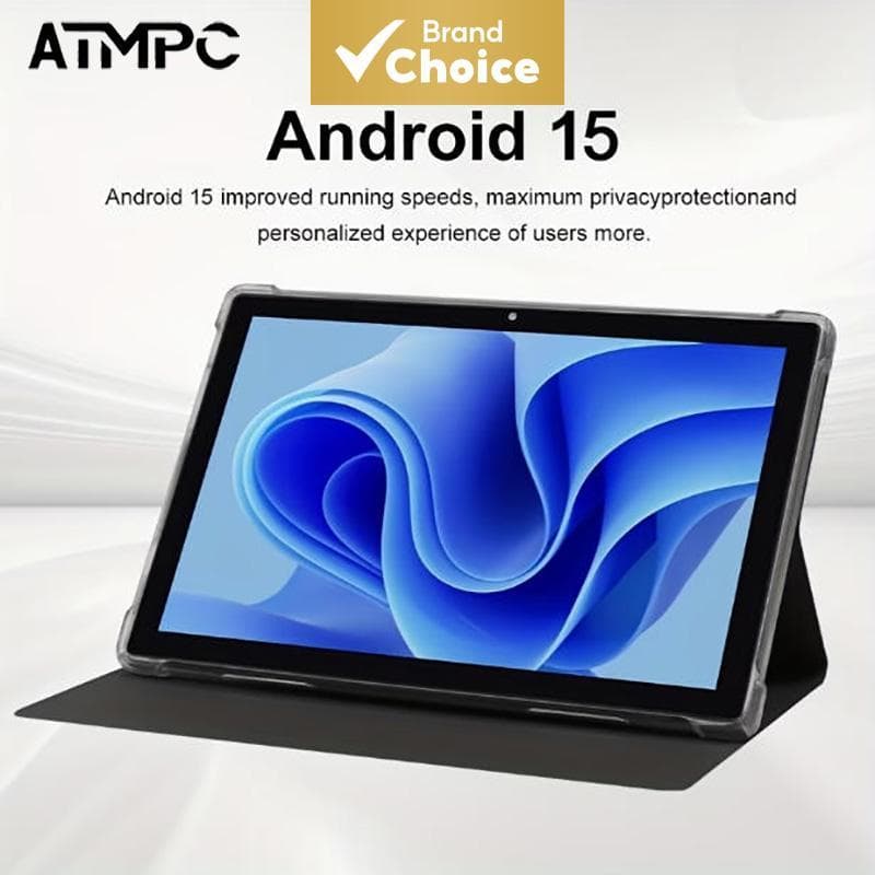 Tablet Android de 10,1 polegadas ATMPC, Android 15, 64 GB de armazenamento, expansão para cartão TF de até 512 GB, tela
