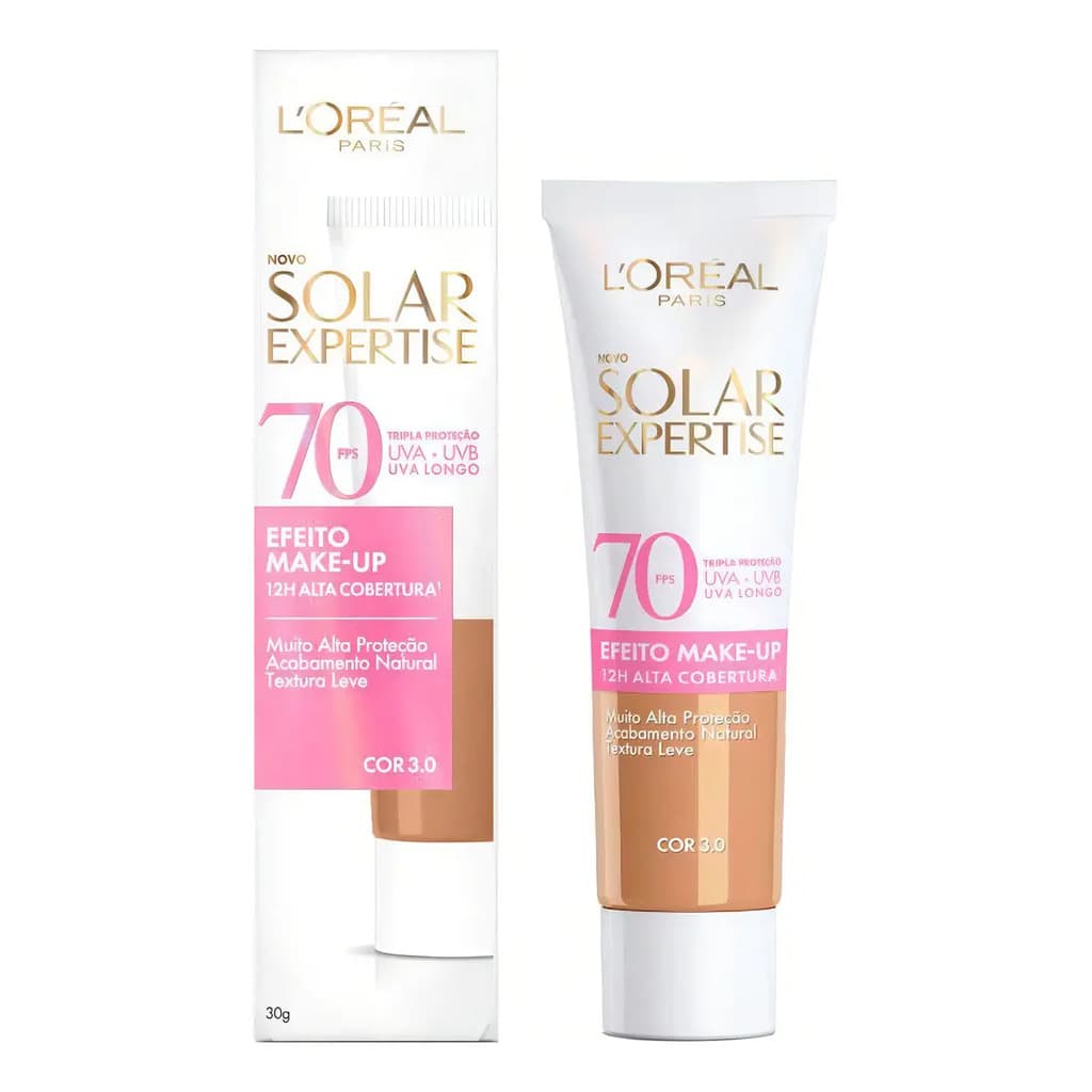 Protetor Solar Facial L'Oréal Solar Expertise FPS 70 Efeito Make-Up Cor 3.0 30g
