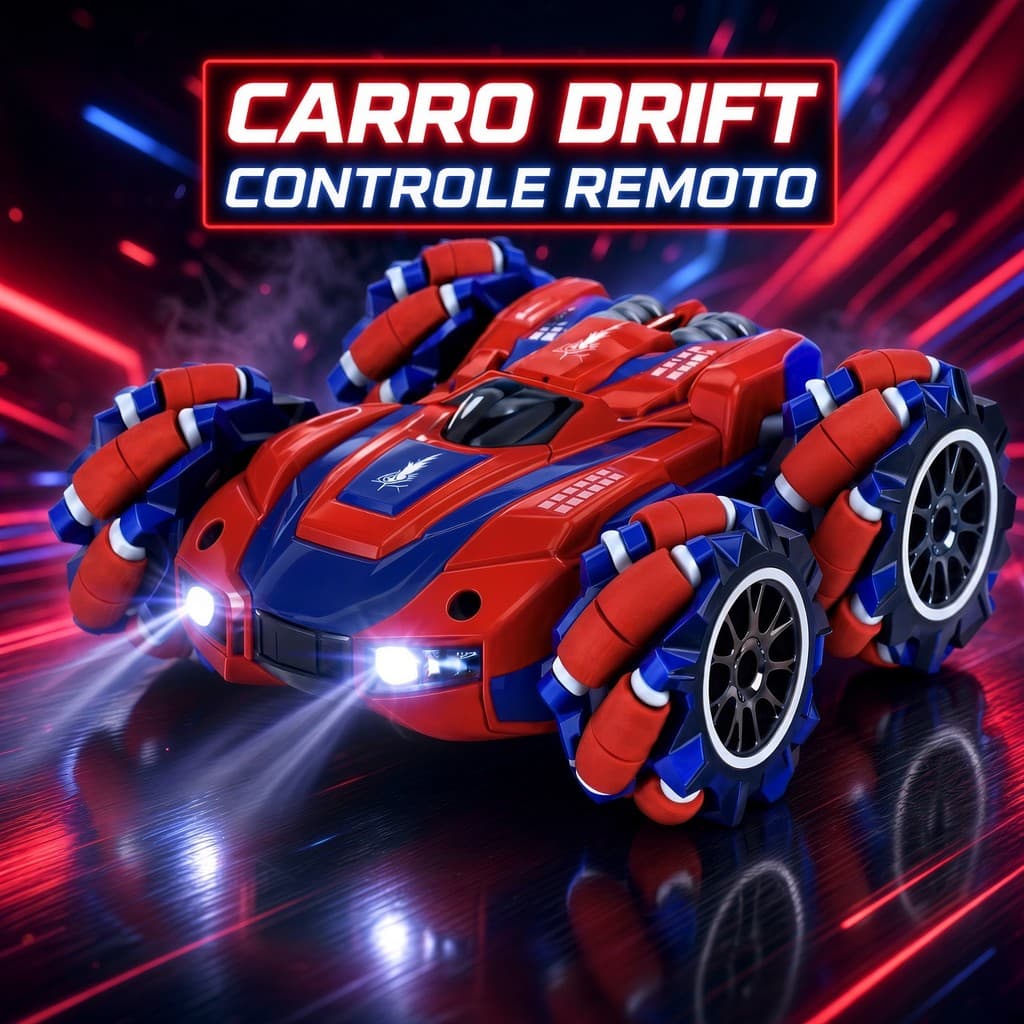 Carrinho Controle Remoto Acrobático 360° Pirueta Homem Aranha Vermelho com LED