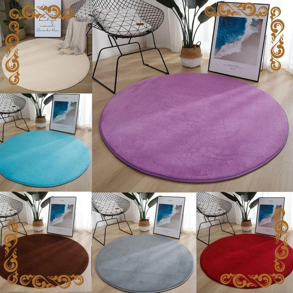 Tapetes De Sala De Estar , Tapete Redondo Espesso De Pelúcia Macio Peludo Antiderrapante De Cor Sólida De 40 Cm