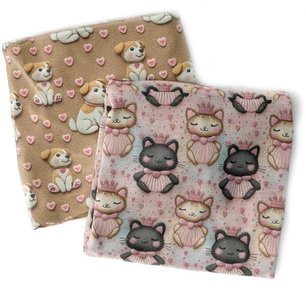 Tecido Tricoline Digital Pets Gatos Cachorros Efeito 3D Animais Patchwork Artesanato Pano