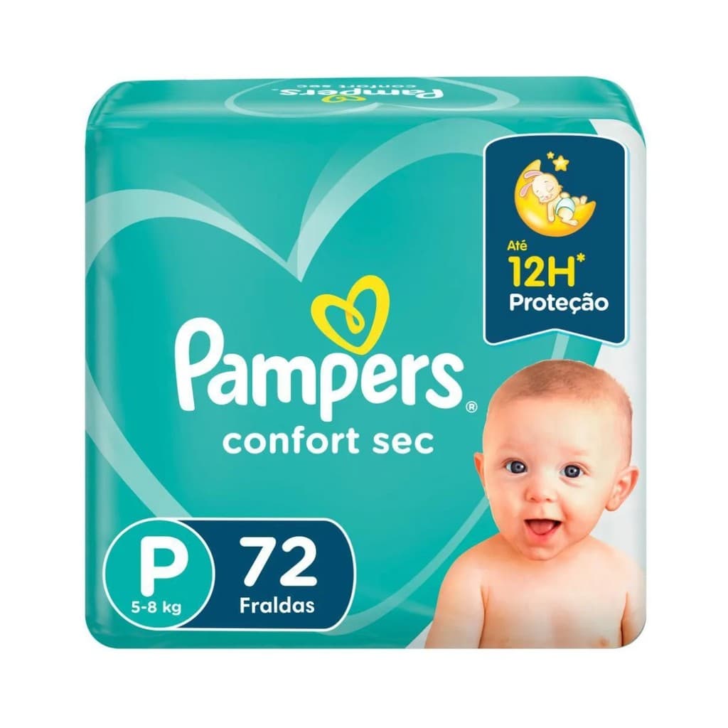 Fralda Pampers Confort Sec Tam P - 72 unidades