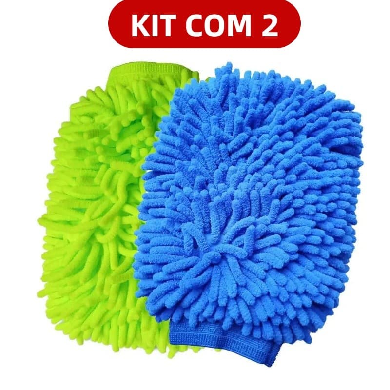 Kit 2 Luva de Microfibra Multifuncional À Prova D'Água Superfina para Limpeza Lavagem Carro Casa Toalha