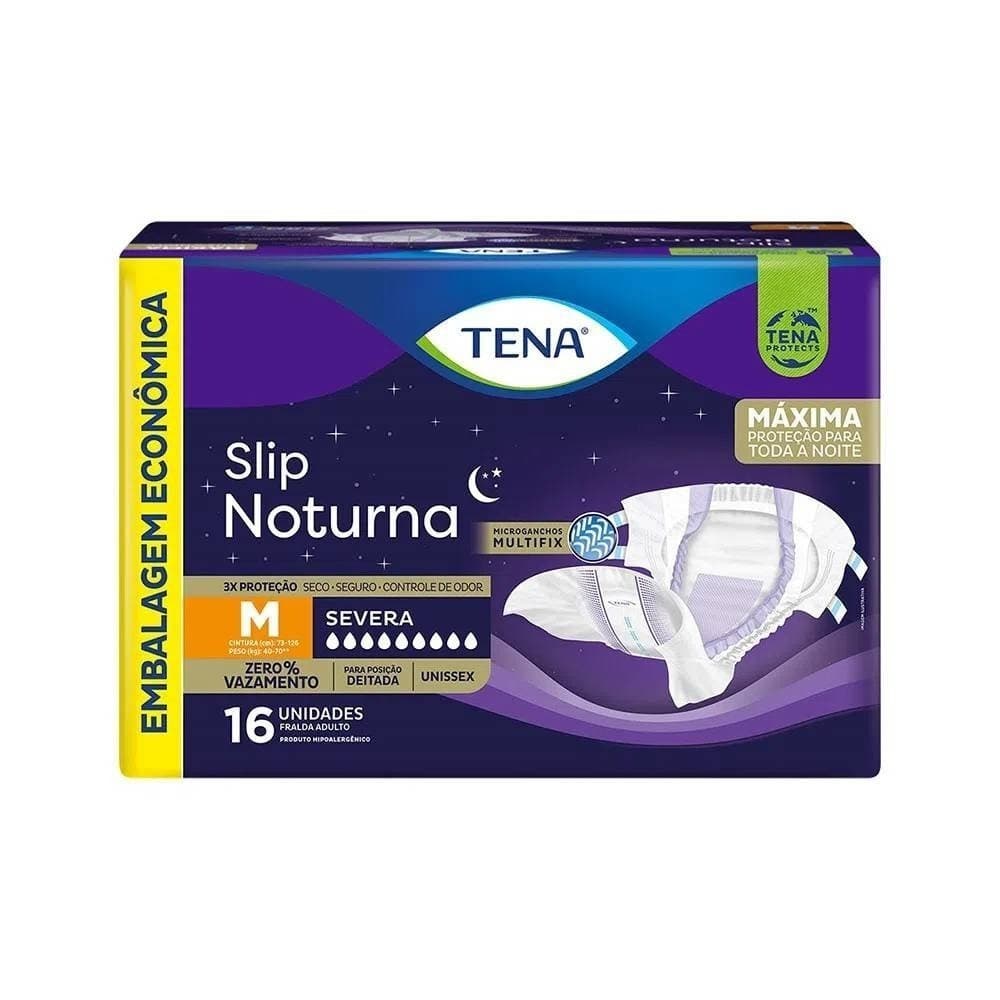 Kit 1 Fralda Geriatricas Tena Slip Noturna M,G e EG 16 Unidades Alta Absorcao Incontinencia Adulto Unissex Confortavel