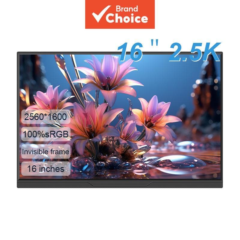 Monitor portátil LANLIPU de 16 polegadas 2.5K, tela gamer 100% sRGB, com conexão Type-C e Mini HDMI, compatível com