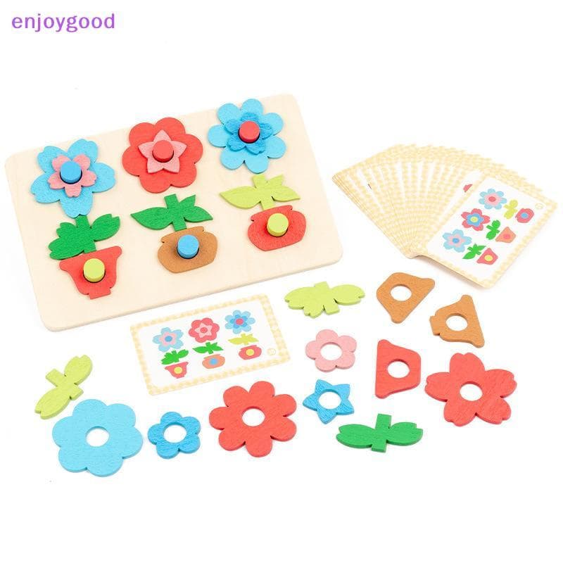 Conjunto De Quebra-Cabeça De Flor De Madeira , Forma De Cor , Brinquedo Manchado , Brinquedos Sensoriais Educativos Para