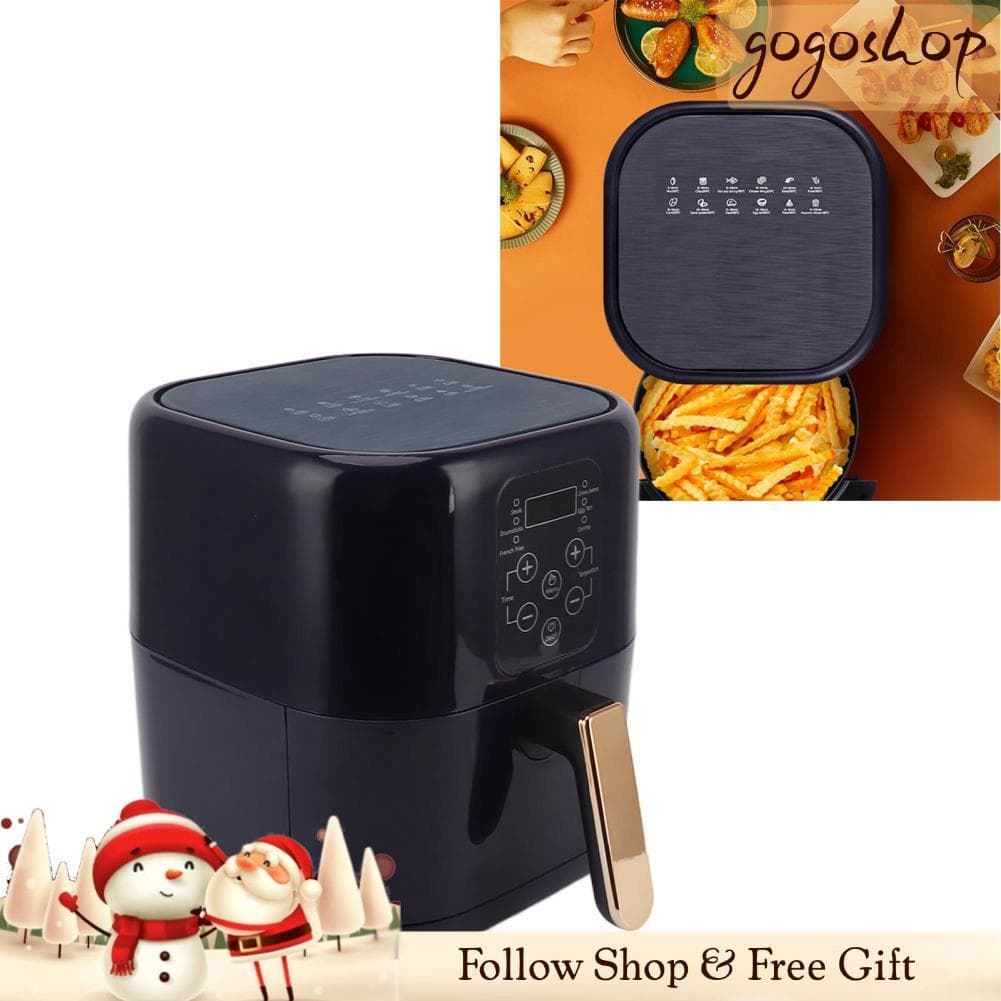 Gogoshopp-br Fogão elétrico sem óleo com display LCD, controle inteligente de temperatura, fritadeira de 6,8L para casa