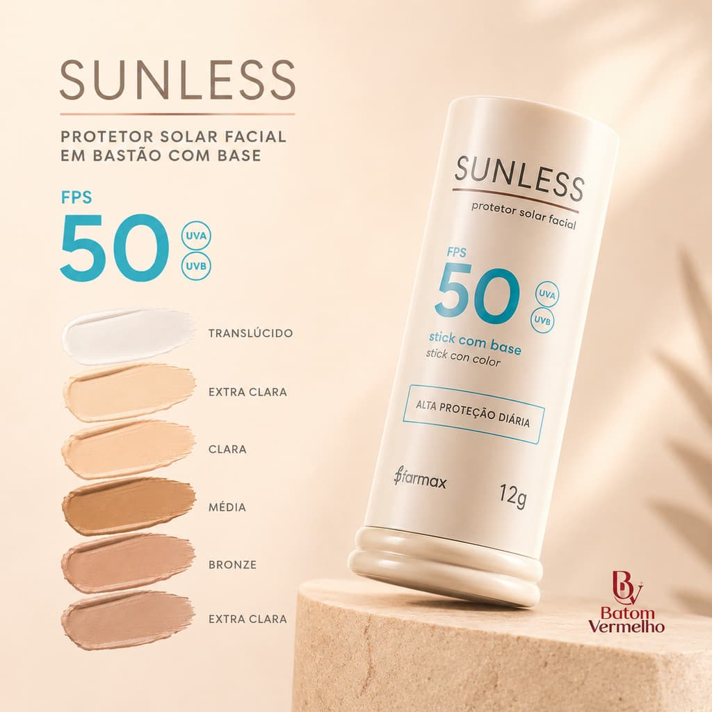 Protetor Solar Facial em Bastão Sunless Stick Efeito Matte com Base FPS 50 12g