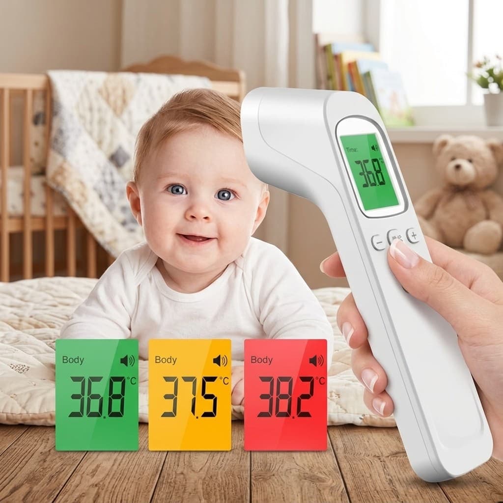 Termômetro Digital Portátil Sem Contato Infravermelho Testa Medidor Febre Bebê Sensor Rápido Bivolt Monitor Saude