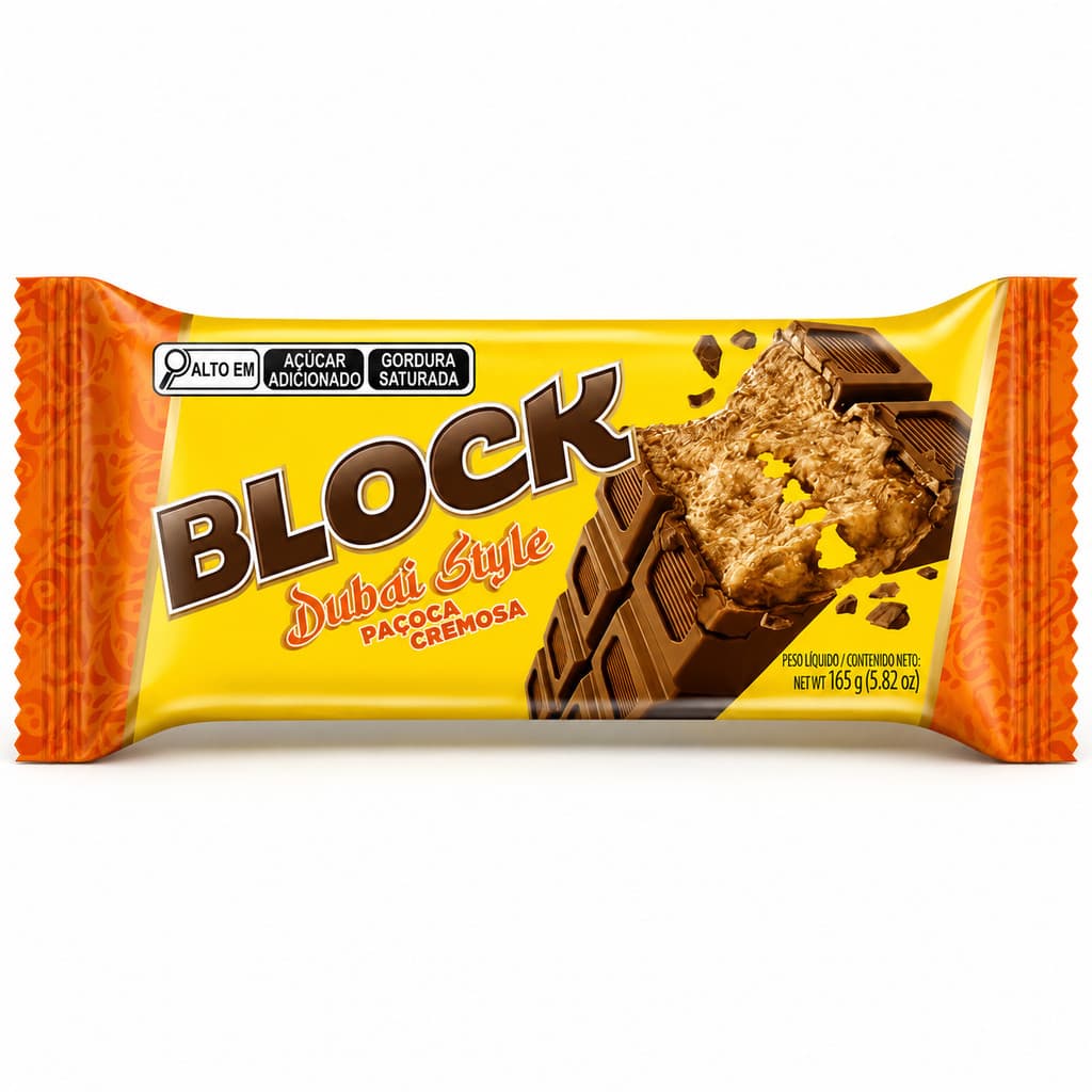 Chocolate Block Dubai Style PAÇOCA 45g Recheado Importado