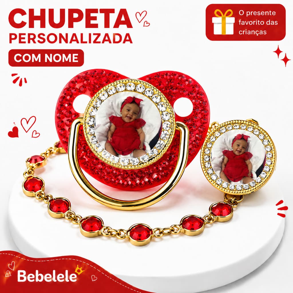 Chupeta para bebês com Foto personalizado do bebê, chupeta de silicone BPA Free &1YER