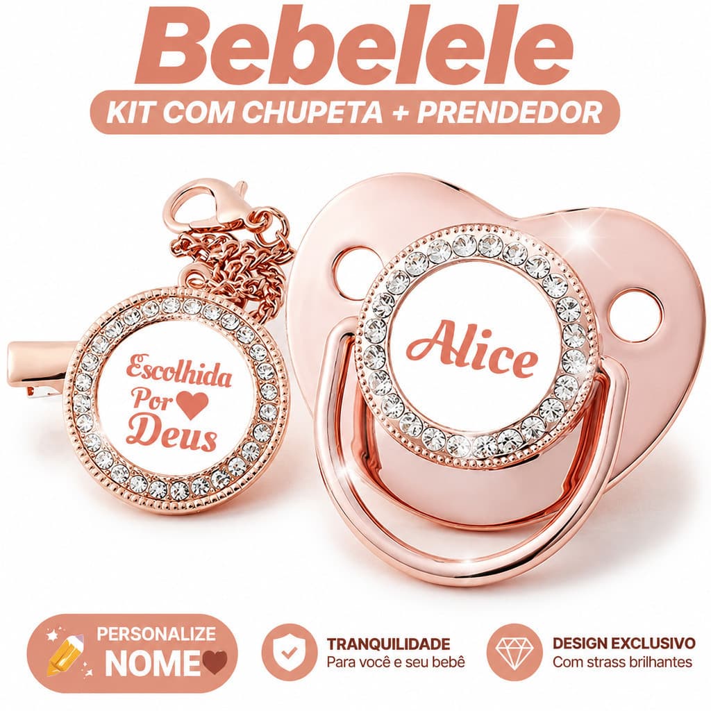 Chupeta personalizada com o nome do bebê, corrente de chupeta de silicone, sem BPA &EBUQ