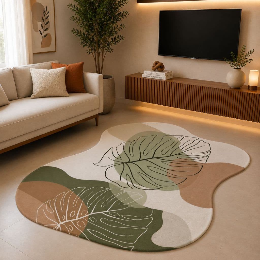 Tapete Orgânico Decorativo 117x67cm Antiderrapante para Sala e Quarto 041