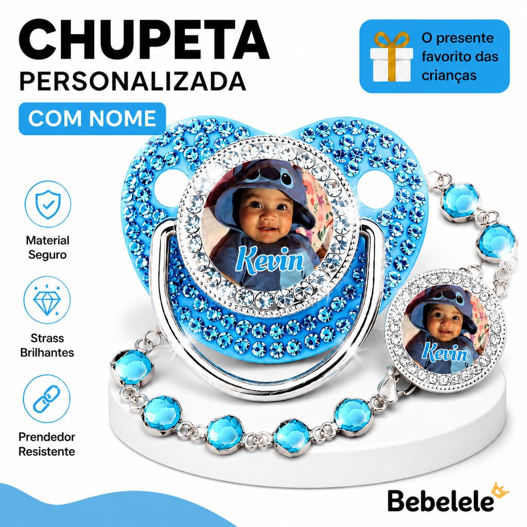 Chupeta para bebês com nome personalizado do bebê, chupeta de silicone BPA Free & 77VG