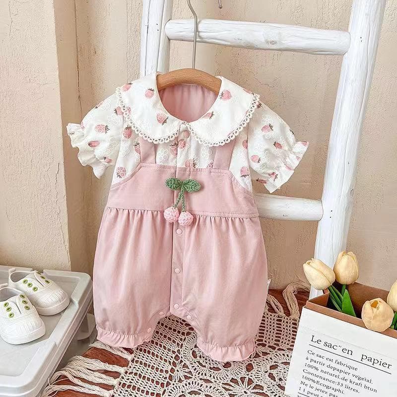 Roupas de bebê roupas de verão bebê recém-nascido menina macacão princesa estilo ocidental mês inteiro cem dias macacão 