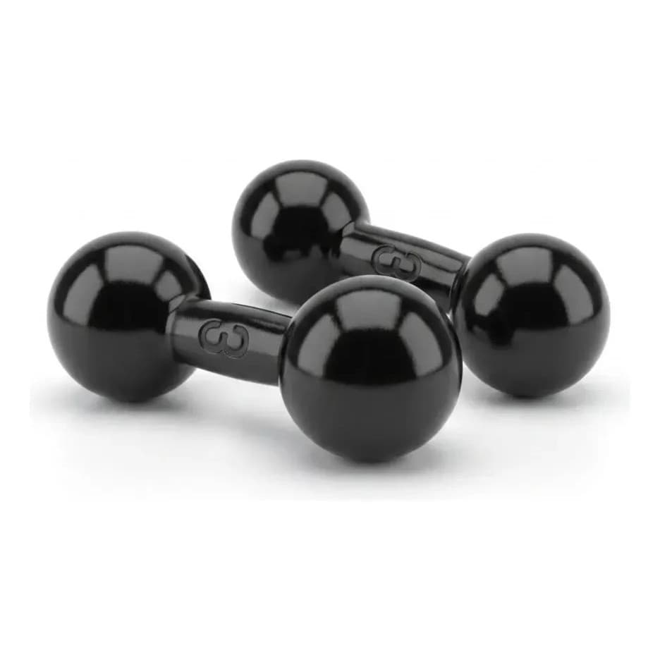 Kit 2 Halteres 3kg (Par) Bola Emborrachado Treino de Fitness Gym Musculação Crossfit Peso Academia Fitness Gym Treino