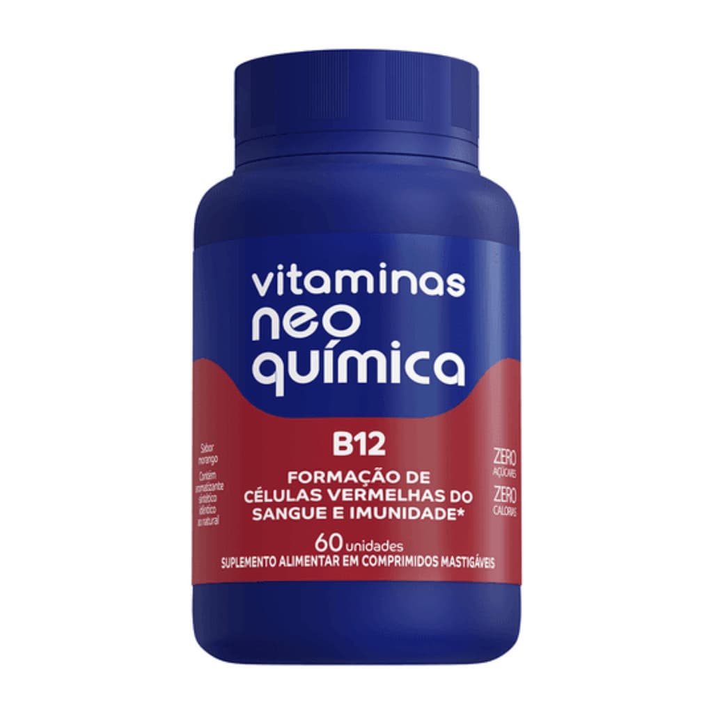 Vitamina B12 Neo Quimica Suplemento Alimentar Formação de Imunidade 60 Comprimidos Mastigáveis