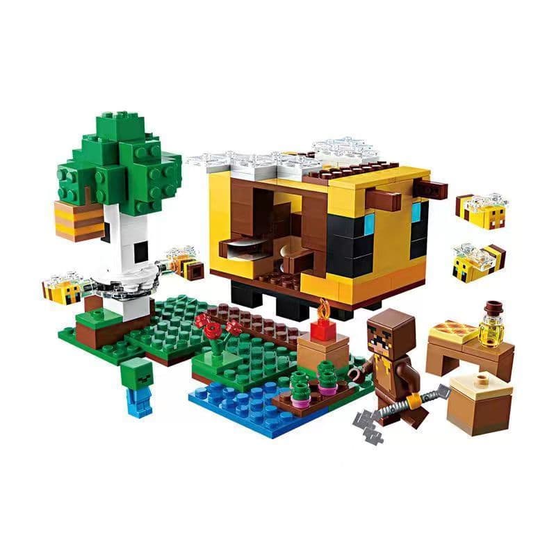 Conjunto de blocos de montar educativos de 1000 peças compatível com a série Lego, Casa das Abelhas, Vila de Steve, adeq
