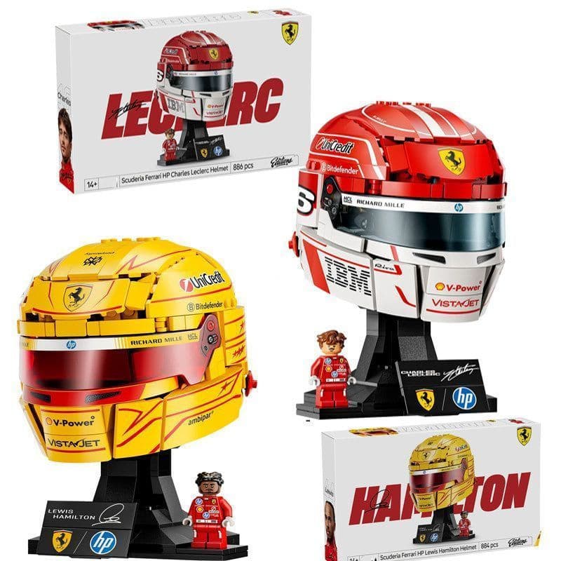 1.000 peças de blocos de montar Lego, capacete da frota Ferrari Hamilton, brinquedo educativo de montagem para meninos, 