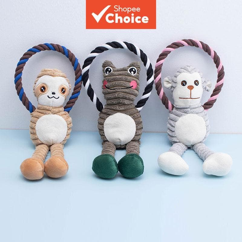 Brinquedo De Pelúcia Para Cachorro Estridente , Com Anel De Corda , Durável , Limpeza Dos Dentes , Interativo Cães Médio