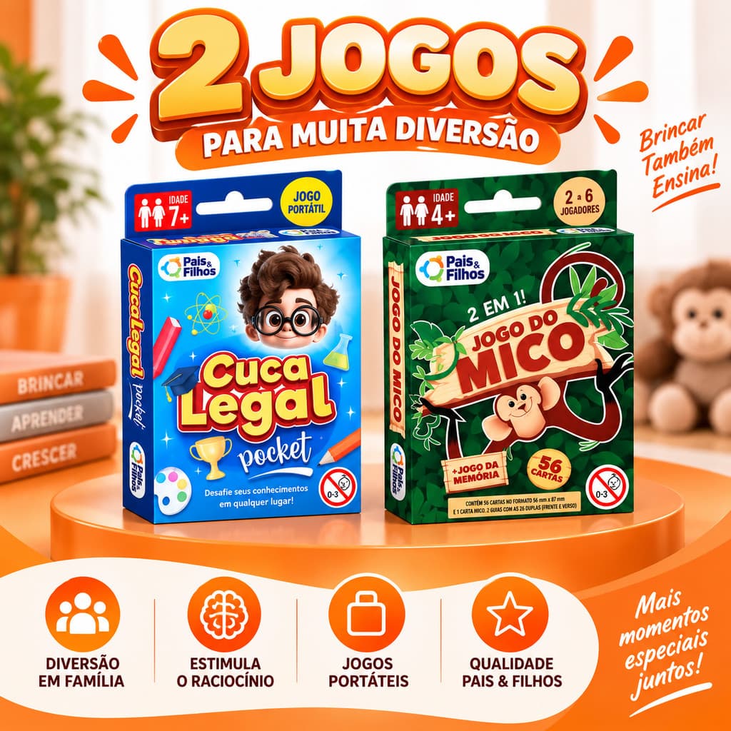 2 Jogo de Cartas Infantil  Jogo Do Mico +  Cuca Legal Diversão em Família Pais e Filhos