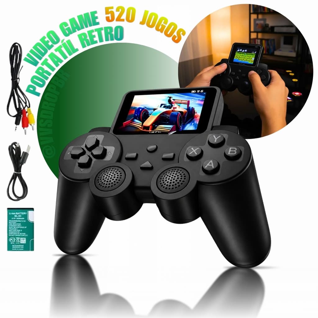 Vídeo Game Controle de Retro com Tela Led e 520 Jogos-S10 Portátil