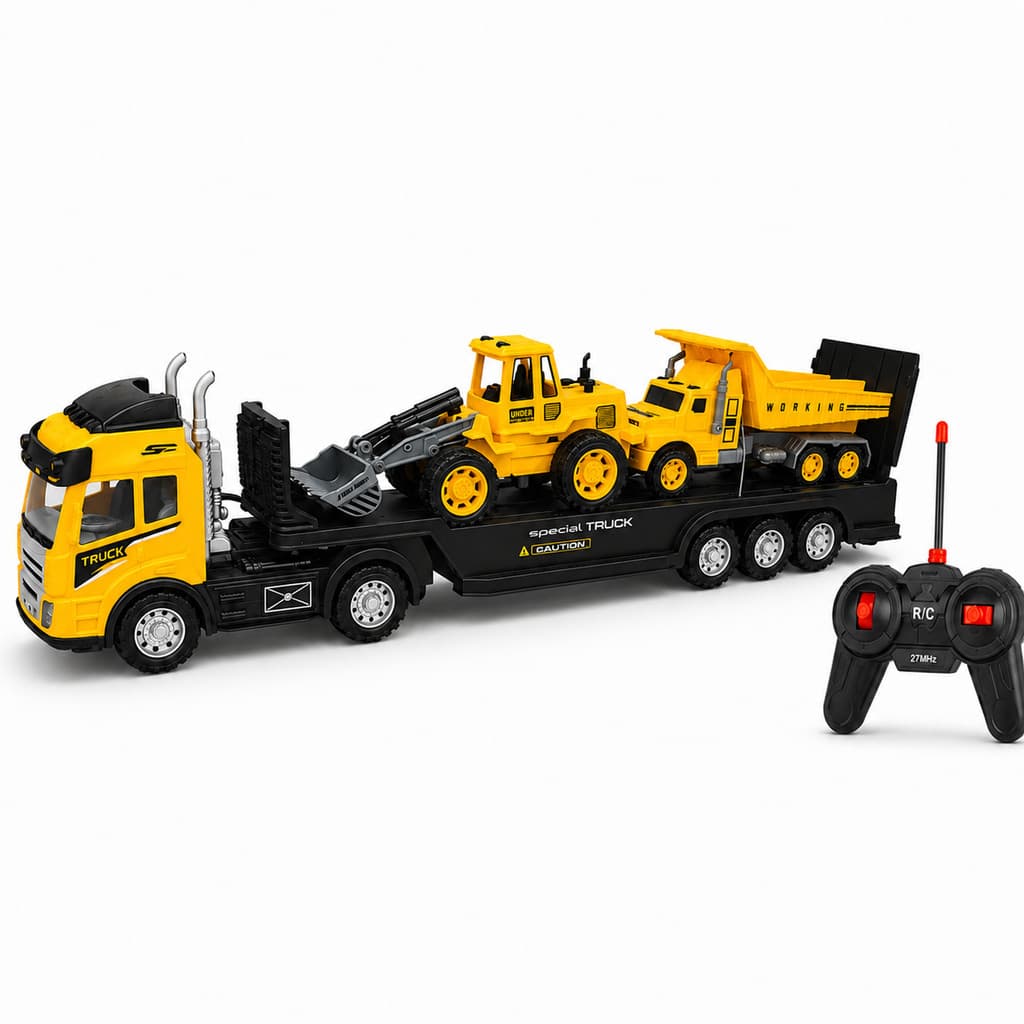 Carrinho De Controle Remoto Caminhao Cegonheira Luz E Som Amarelo