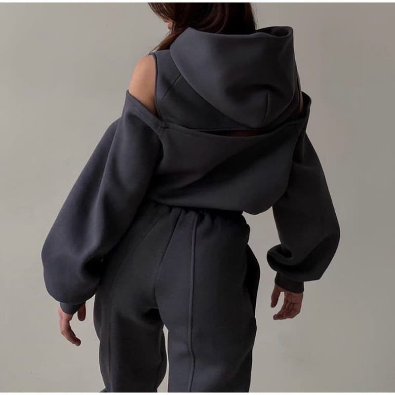 Novo conjunto feminino 2026, conjunto de verão feminino moderno, conjunto esportivo de moletom com manga comprida e forr