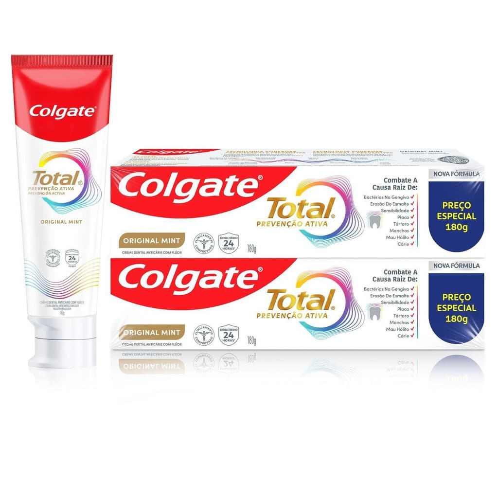 Creme Dental Colgate Total Original Mint Prevenção Ativa 180g 2 unidades