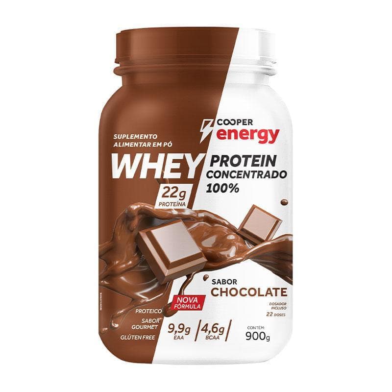 Suplemento Alimentar Cooper Energy Whey Protein Concentrado 100% Sabor Chocolate 900g