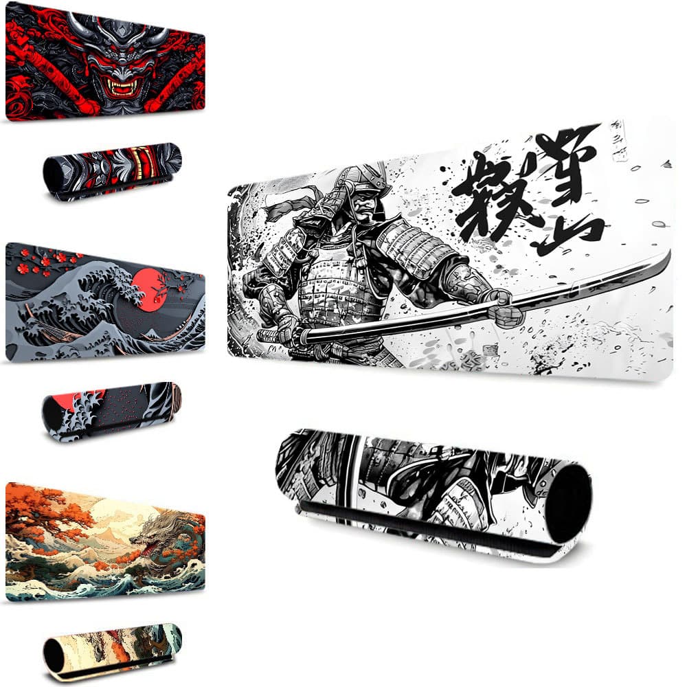 Mouse Pad Samurai Japonês Base Borracha Antiderrapante Resistente Ao Desgaste Para Gamer Escritório Notebook PC 30*80CM