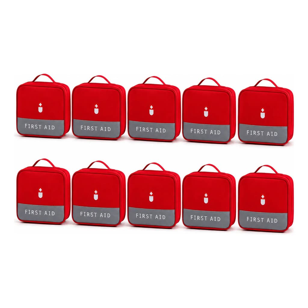 Kit 10 Necessaire Porta Remédios Primeiros Socorros Viagem Multiuso Vermelha