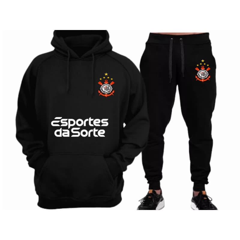 Conjunto Moletom  Canguru Unissex Kit Blusa e Calça Moletom Torcedor   entrega imediata unisex super quentinho