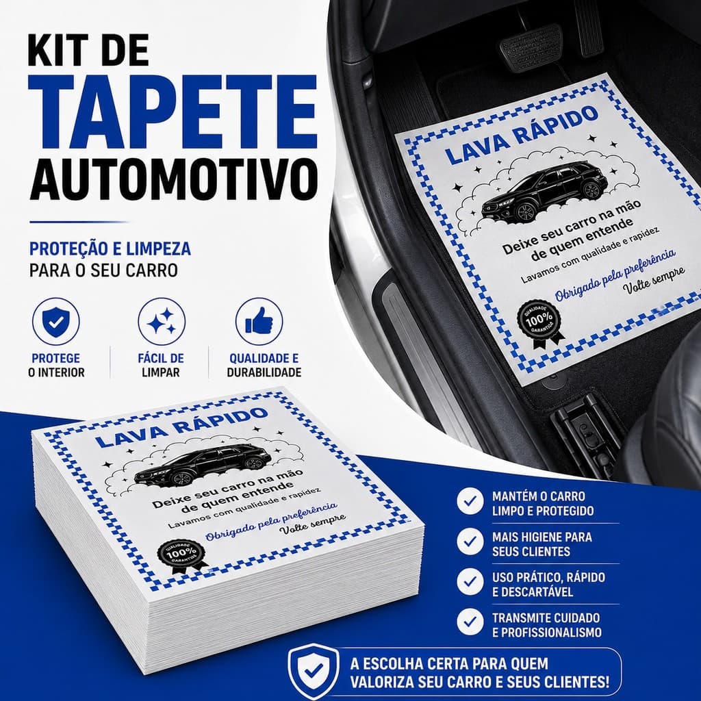 Tapete Papel Automotivo Descartável Lava Rápido 110 a 550 Folhas