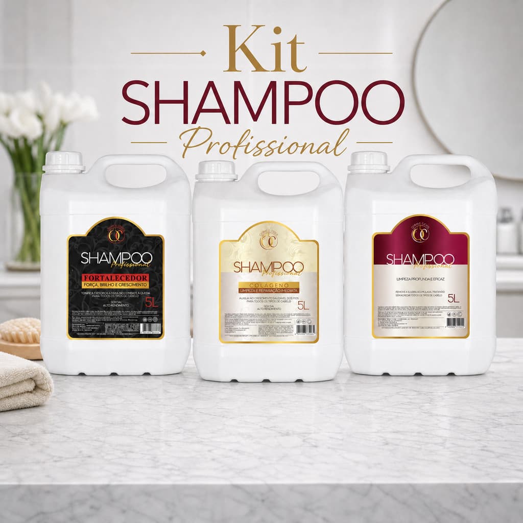 Kit 2 Galão Shampoo Limpeza Hidratante Profissional 5 Litros Sem Sal Química Certa