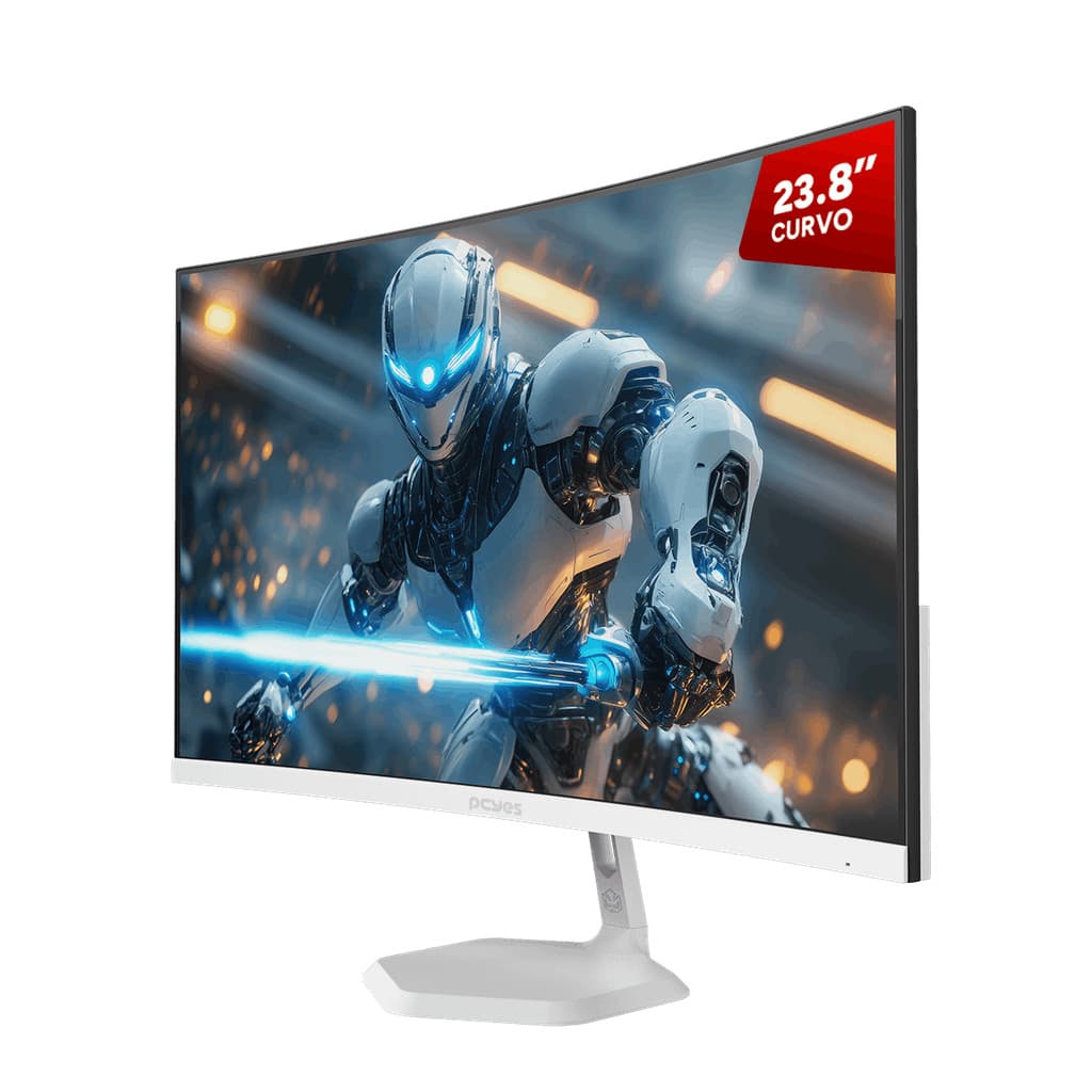 Monitor 23.8" 100Hz Curvo Gamer Escritório Office FHd 5Ms HDMI + VGA Pcyes Branco