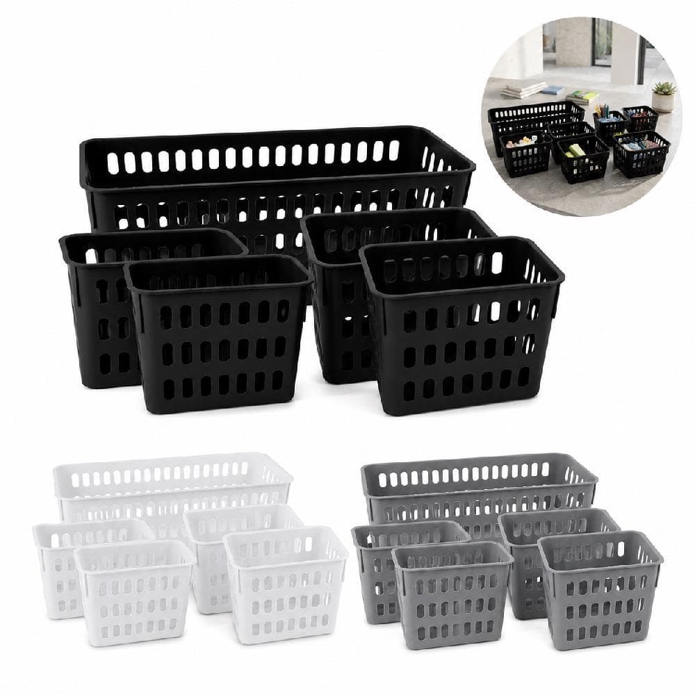 KIT 5 CESTO ORGANIZADOR MULTIUSO CAIXA ORGANIZADOR ARMARIO CASA LAVANDERIA COZINHA DISPENSA PORTA POTE ALIMENTO LAVANDER