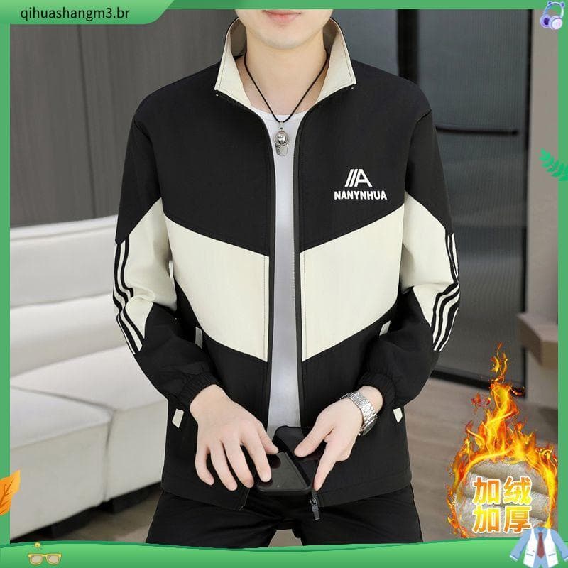 2025 inverno jaqueta masculina forro de lã gola jaqueta Casual simples engrossado topo fino-ajuste na moda jaqueta mascu