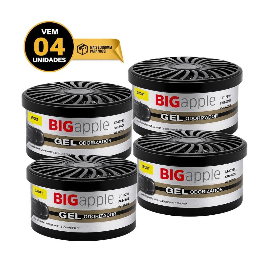 Kit 4 Cheirinho Carro Odorizante Em Gel Sport 60g Automotivo Para Carro Fragrância Premium Big Apple Gel
